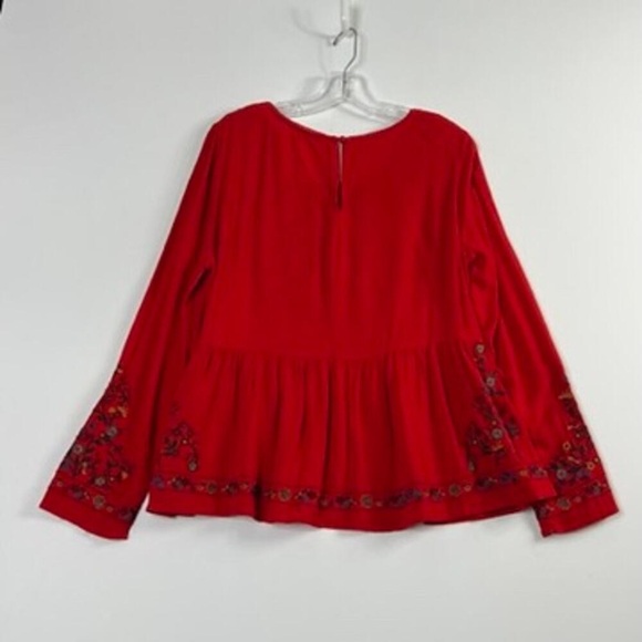 Floral Embroidered Red Blouse - Picture 2 of 2